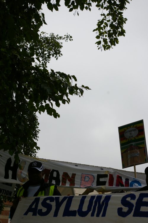 The start of the "Dignity Not Detention" march on Lindholme (Pismmoor)