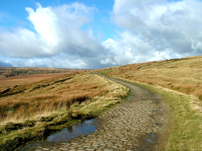 Cotton Famine road heading north towards the ruins of the old Moorcock Inn