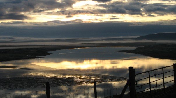 View of rossport over estuary