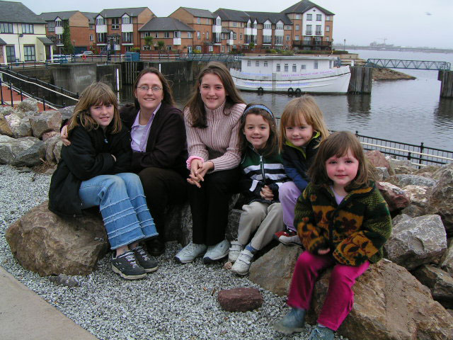 Marie Shalom With Her Daughters at Shafter's Quay Penarth Marina Cardiff Bay UK