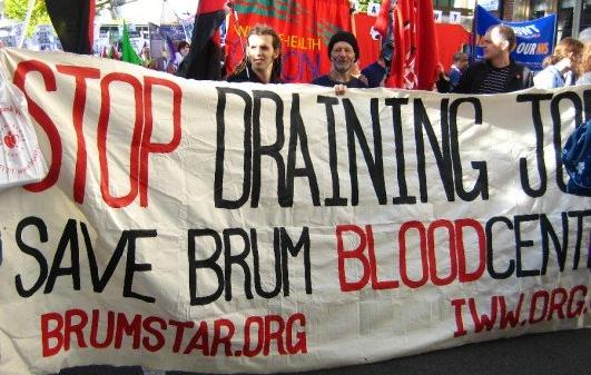 IWW Members Protest Blood Cuts At London Save Our HNS March