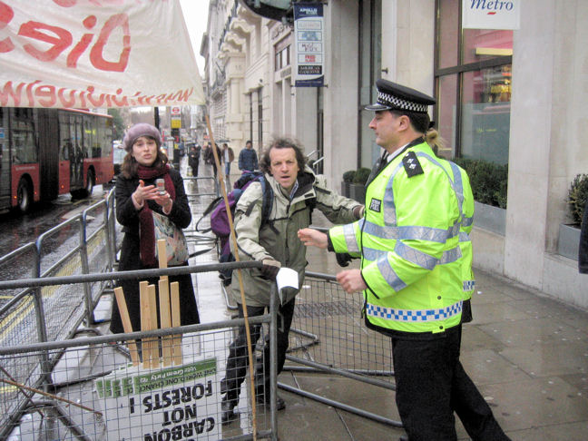 Police hold two protestors in pen