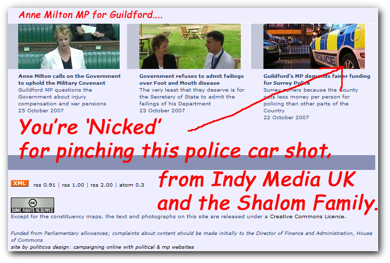 Anne Milton MP for Guildford 'Nicked' for Stealing A Shot Police Car - Photo