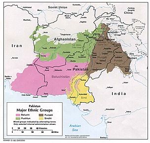 Baloch population in pink - In Iran, Pakistan and Southern Afghanistan