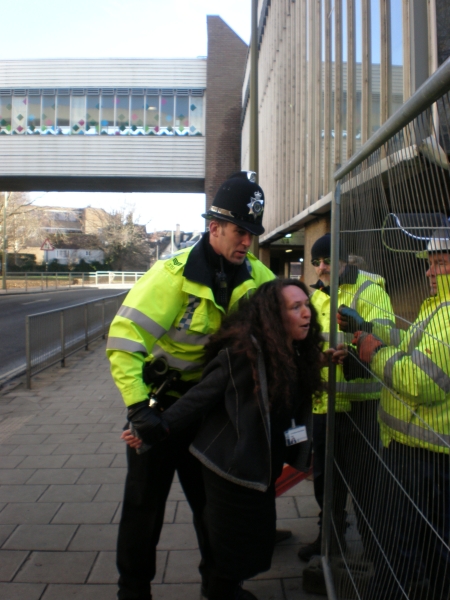 Deborah arrested - but didn't actually get to trespass!