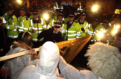 The Wombles arrive at Dowing St. Halloween day of action against war.