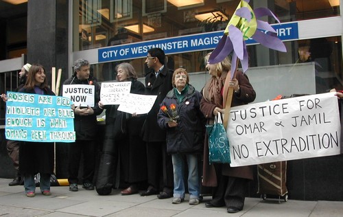 Outside Horseferry Road Magistrates' Court