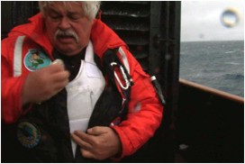 Paul Watson immediately after being shot by Japanese Coasr Guard