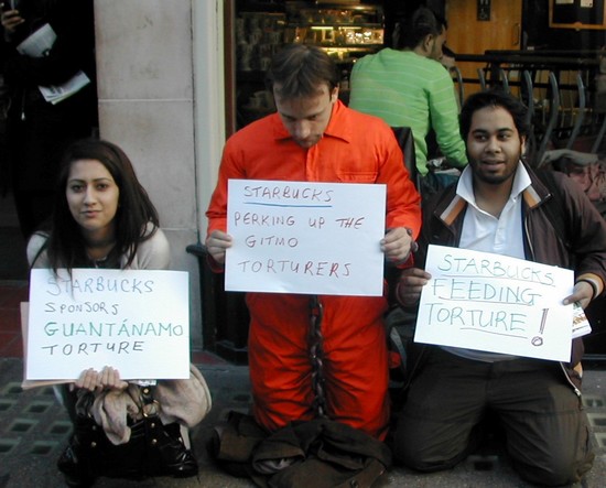 Recent protest outside Starbucks in Oxford Street