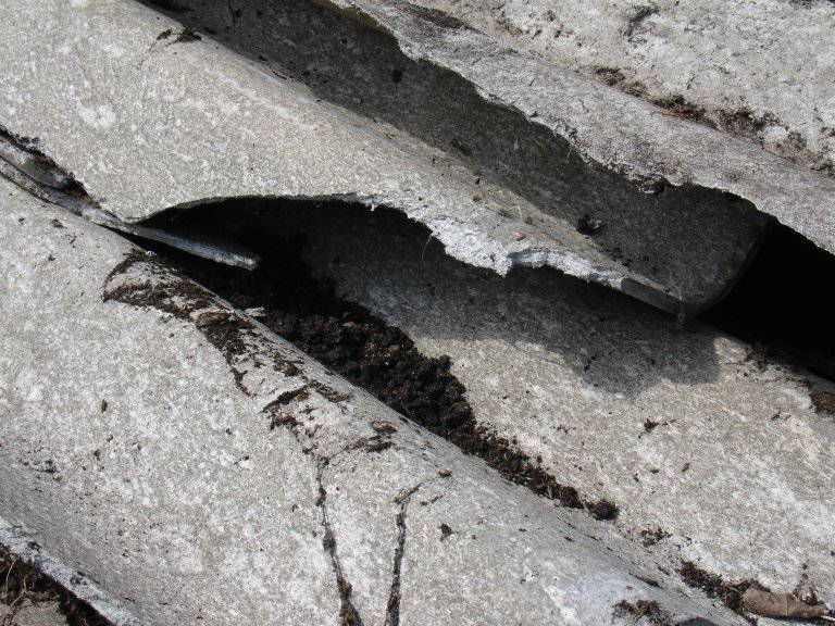 crumbling asbestos roofing
