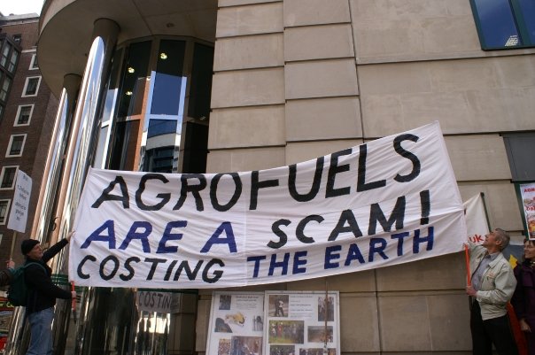 Huge banner blocks Department for Transport door