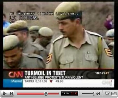 Alleged Chinese cops in khaki repr. Tibet demonstr. in China,CNN,14.03.08,1'40"