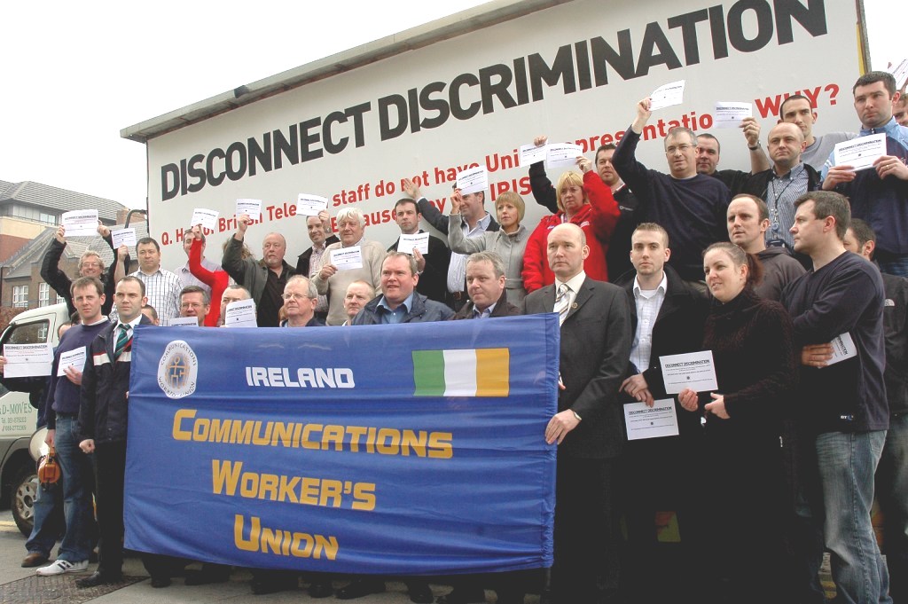 BT Ireland workers protest against anti-Irish discrimination