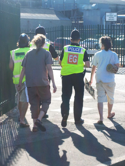 Activists tailing the policeman who followed activists after the last demo