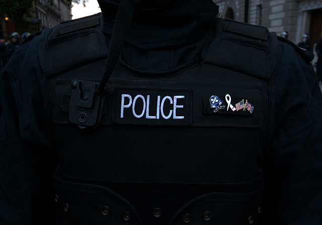 Pro-War policing on the front line.