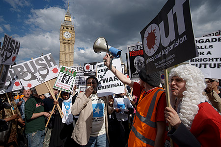 They listen to speeches on an 'open mic' directly outside Parliament.