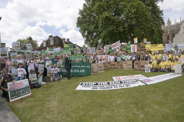Protesters pose for a group photo