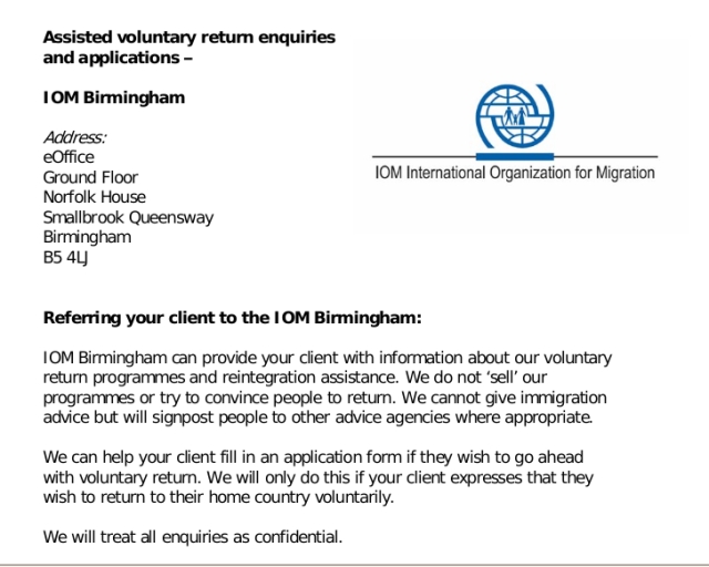 screen shot of a IOM letter sent to local organisations working with refugees