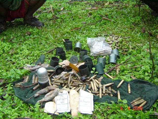 Bullets and shells left behind by the Burma Army after the attack