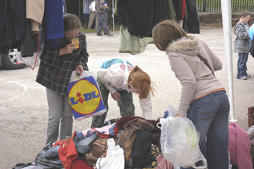 Rummaging through the clothes