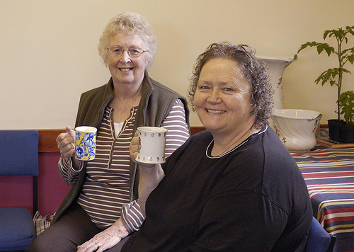 Enjoying a free cuppa