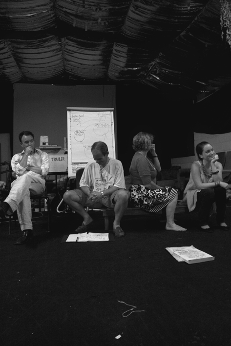 UK, London. Oval. Speakers getting a grilling from the caravan crowd.