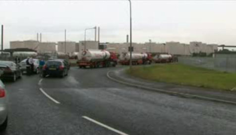 Gates blockaded and tankers backed up