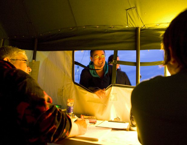 The comms tent maintain site communications 24 hours a day.