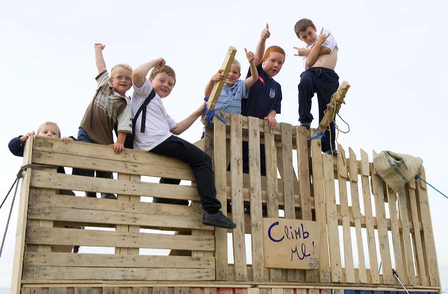 Children play all around the camp.