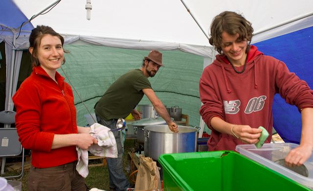 Dinner preparation begins in the London neighbourhood.