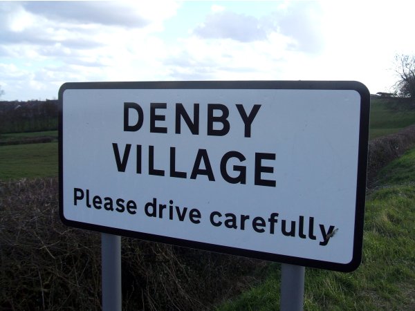 Welcome to Denby (sign on Codnor-Denby Lane)
