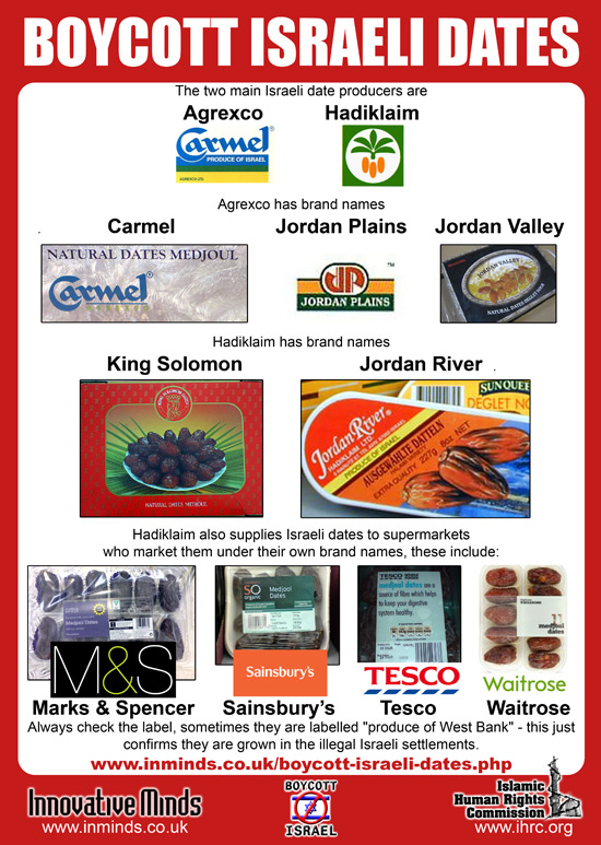 See website to obtain Boycott Israeli Dates leaflets