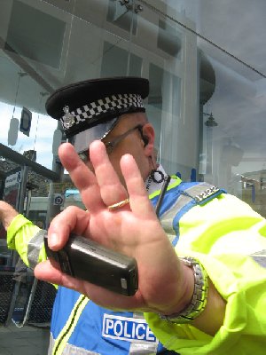 PC Bacon getting upset: Novartis anti-vivisection march, April 2008