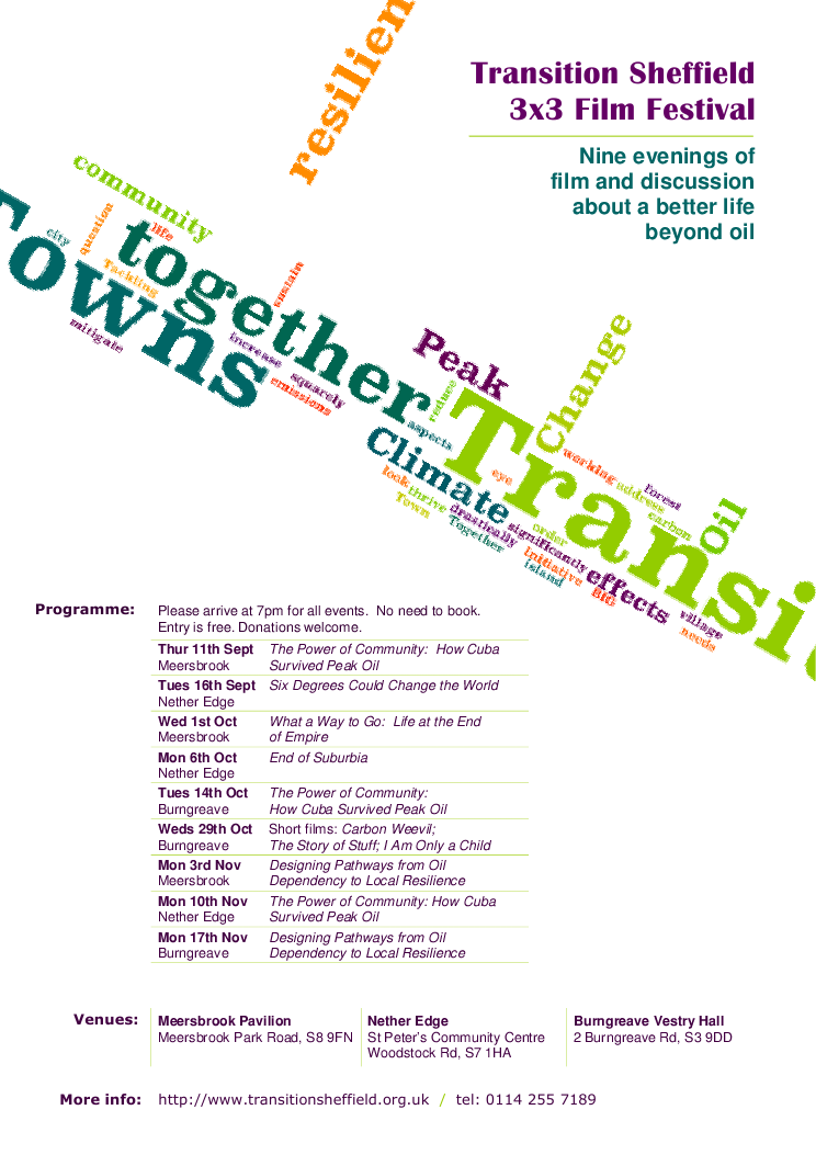 3 films in 3 areas: Meersbrook, Nether Edge and Burngreave