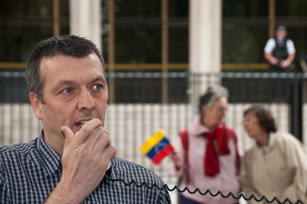 Jeremy Dear, Venezualan flag and armed police