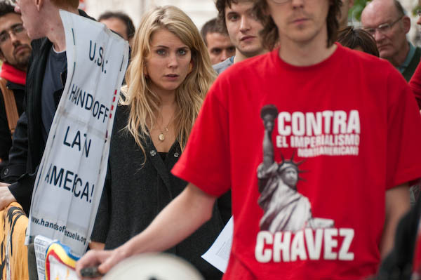Protesters listen to speeches