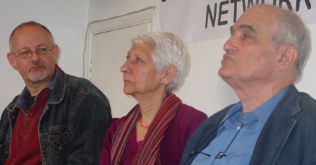 L to r: Michael Kalmanovitz, Selma James, Professor Moshé Machover