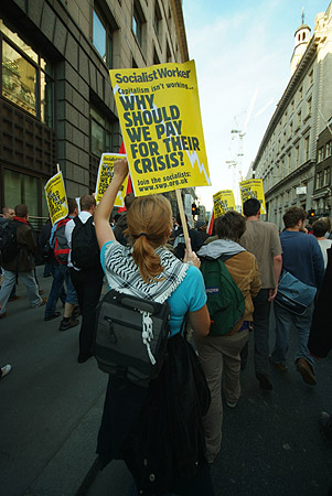 Marching to the Bank of England.