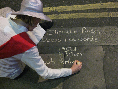 climate rush road sign....