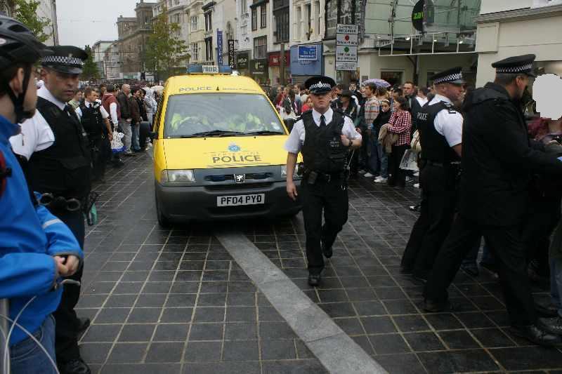 14:21pm, police over reaction is the order of the day, protecting who from what?
