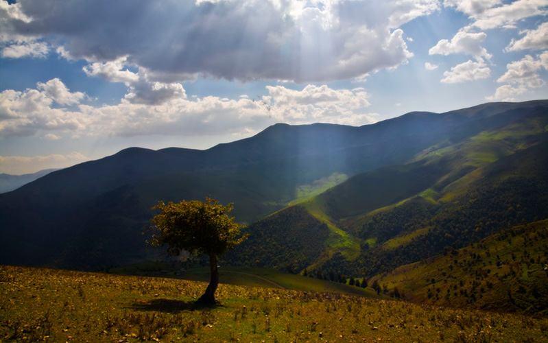 Khalkhaal, a mountainous region in northern Iran surrounded by dense forests.