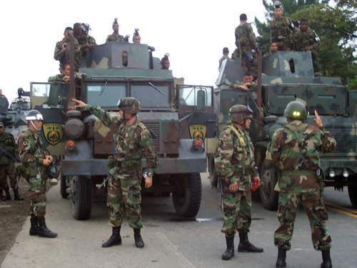 Army blocking the peaceful marches