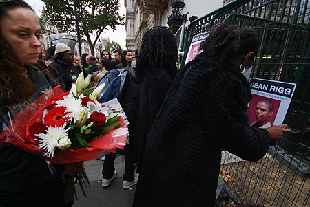 Laying a wreath at Downing Street.
