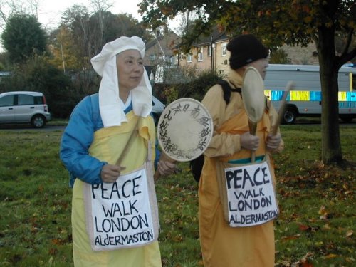 Buddhists who walked from London in the cause of peace