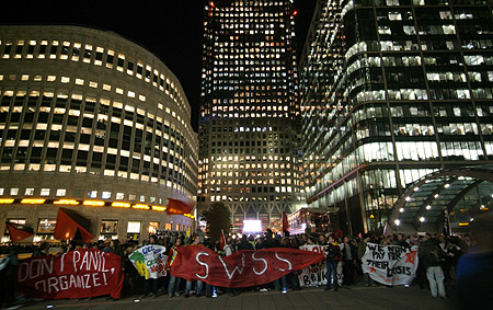 Assembling at Canary Wharf.