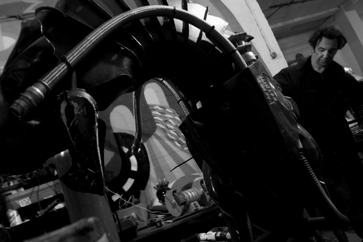 Joe Rush (Mutoid Waste) installing work @ muTATE BRITAIN. 2008