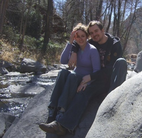 Carl Livitt and Alicia Mosure before their wedding