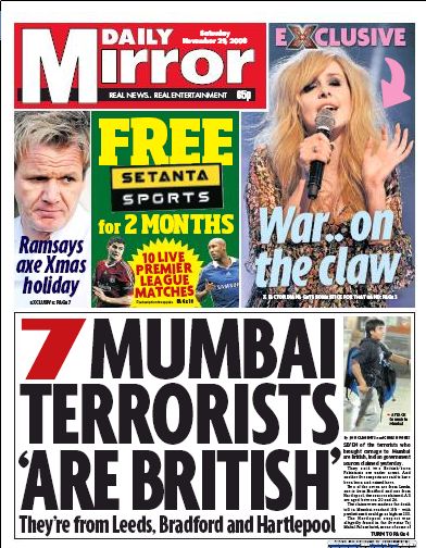 Daily Mirror, 29 November 2008