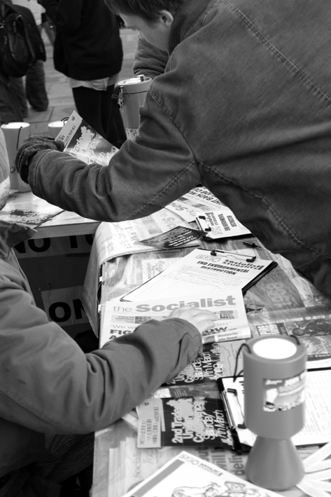 National climate March. Leaflets in Parliament Sq. 06.12.08