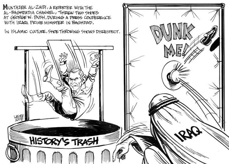 Iraqi reporter throws shoes at Bush in Baghdad